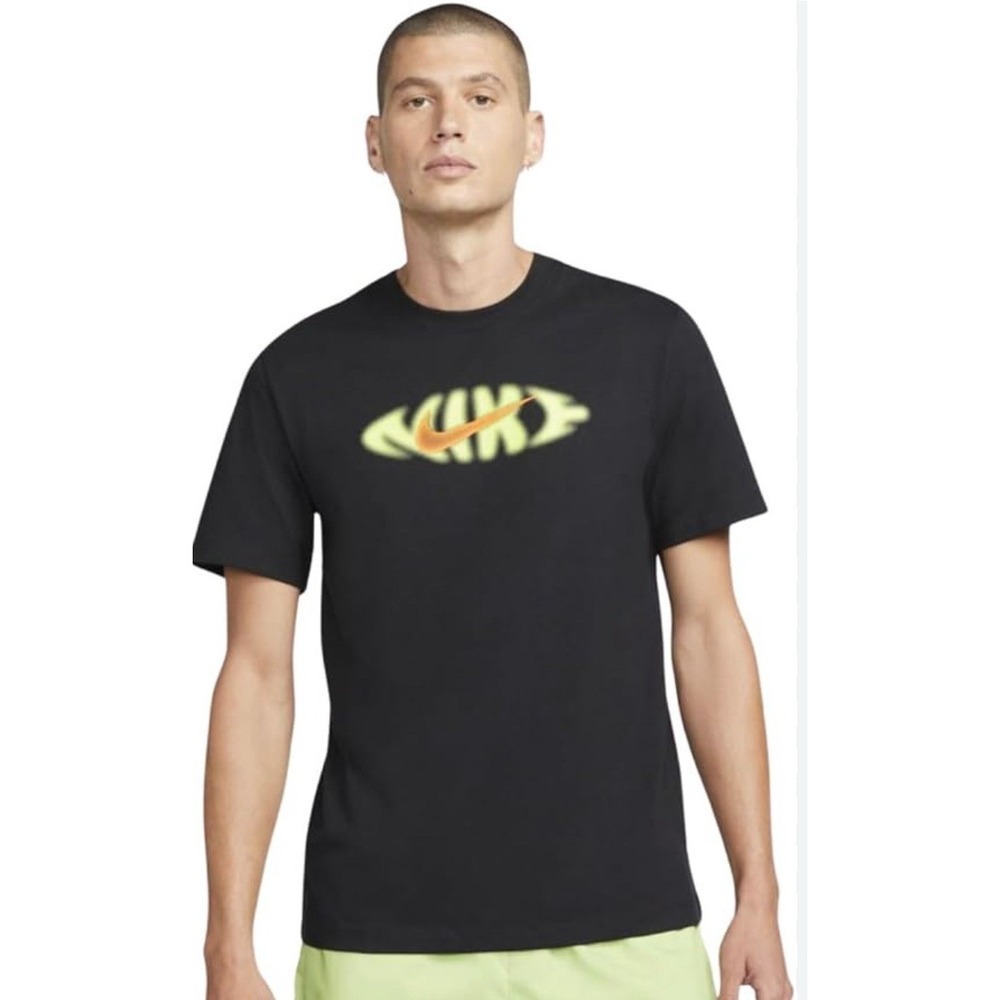 NEW NIKE SPORTSWEAR "Distored Swoosh Tee" MEN'S BLACK T-SHIRT Medium DQ1090-010